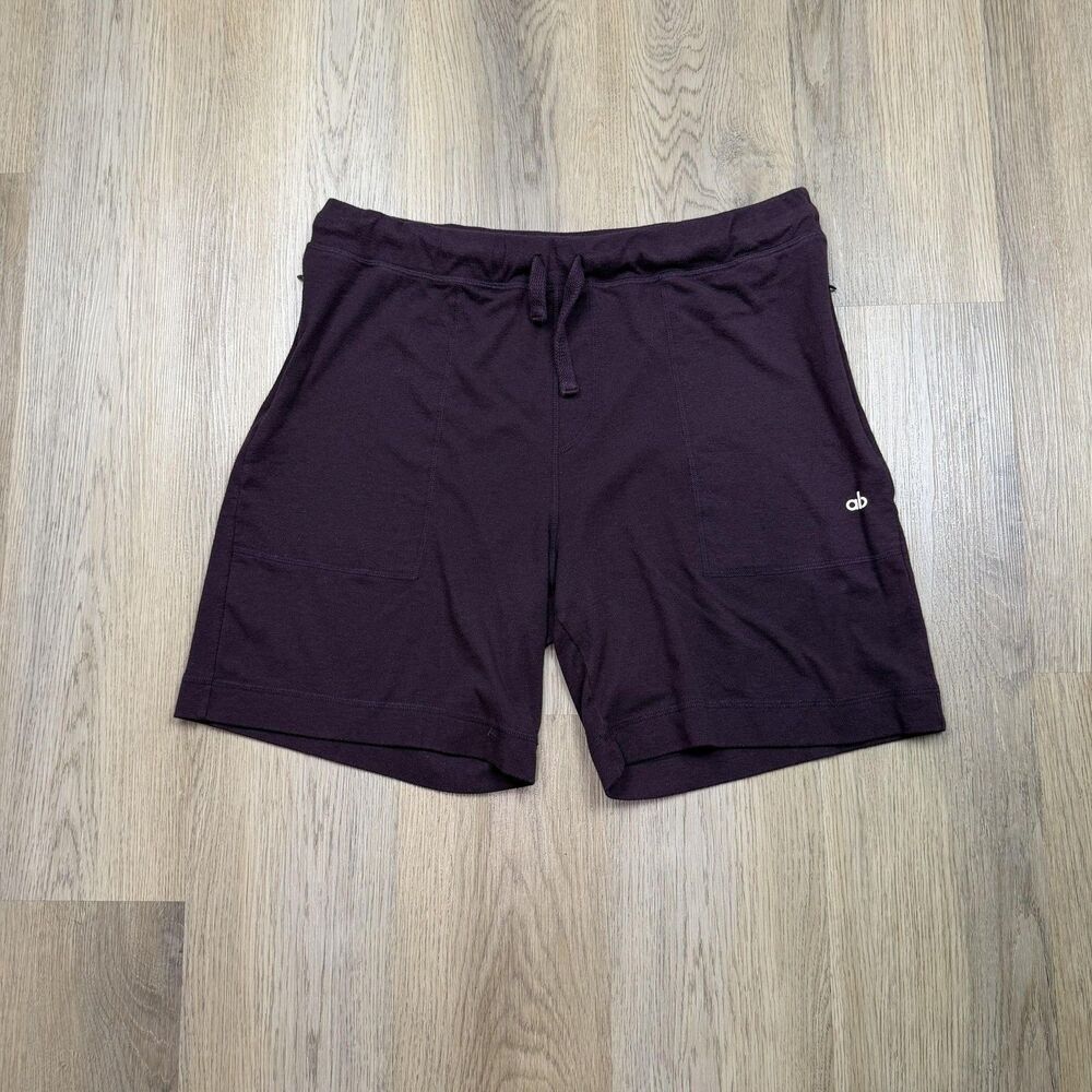 Alo Shorts Mens XL Purple Jersey 9in Inseam Sweat Elastic Waist Yoga Athletic